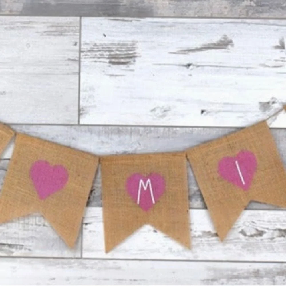 Valentine’s Day/ burlap heart banner / home decor